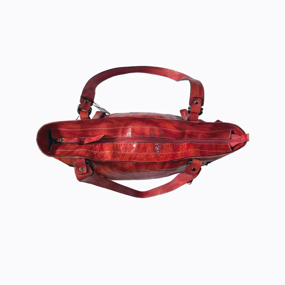 Vtg Robert Pietri Red Leather Bag Genuine Spanish Snake Embossed 90s Y2K Mobwife